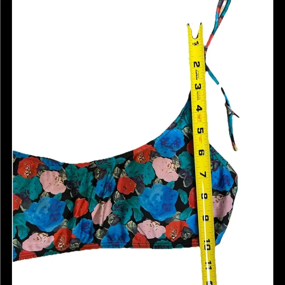 VIX Paula Hermanny Sz D Floral Bikini Top Adjustable Ties Bralette Swim Brazil
